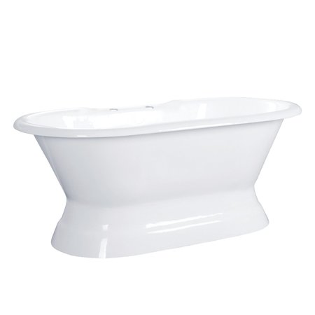 AQUA EDEN Pedestal Bathtubs, 60 L, 31.5 W, White, Cast Iron VCT7D603024